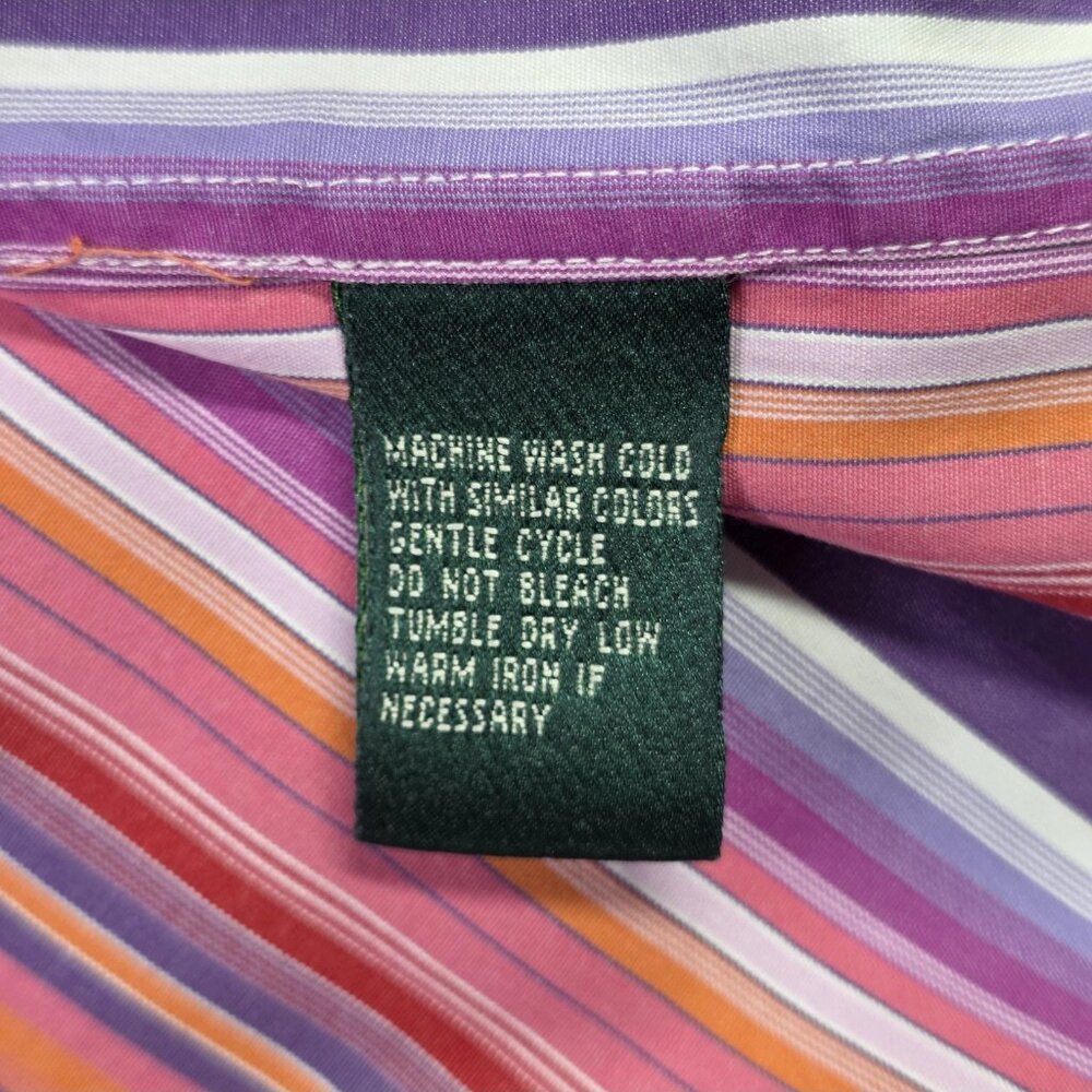 Ralph Lauren Shirt Womens Large Pink Stripe Preppy Office Casual Lightweight - Picture 10 of 11